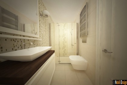 model baie moderna amenajata cu gresie si faianta | Amenajare baie moderna in Calarasi.